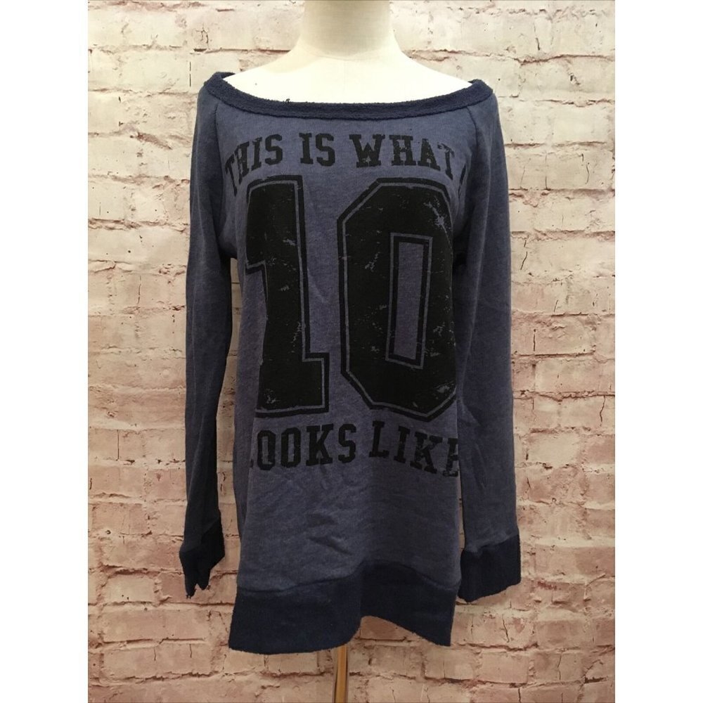 Love Culture Womens L Dark Blue Pullover Top Shirt This Is What A 10 Looks Like